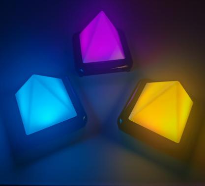 LED Pyramid Mood Light - Battery Operated/Powered (Not Included In Package) - 9 Lighting Models of Glow Morphing/Color Changing or Solid Colors