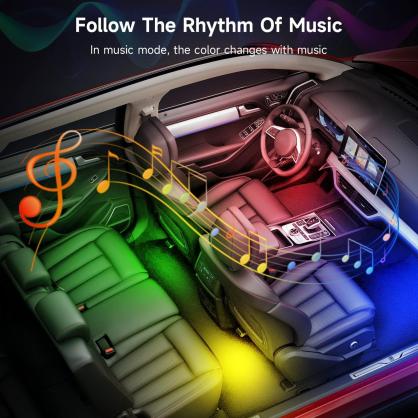 LED Car Light Strip, Inner Decorative Mood Light, RGB atmosphere light strip,Sound Active, Music Mode, 16 millions optional colors with Bluetooth Wireless Remote Control for Car Van SUV Truck