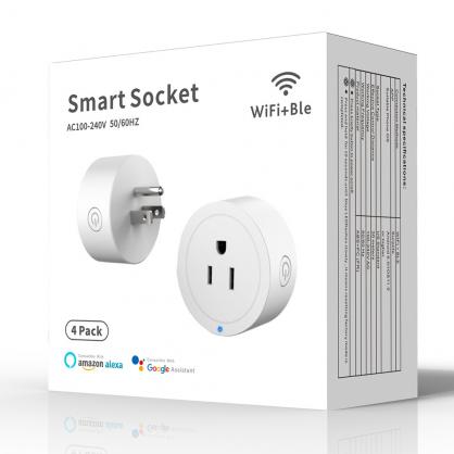 US Wifi & Bluetooth Smart Plug,Smart Home Outlet Compatible with Alexa Google Assistant for Voice Control, Remote Control, Timer, Mini Smart Outlet WiFi Socket, No Hub Required