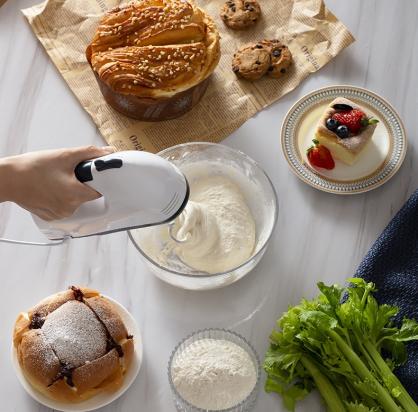 7-Speed Electric Hand Mixer with Whisk, Hand Mixer Electric, Lightweight Powerful Handheld Electric Hand Mixer Stainless Steel Egg Whisk with 2 Dough Hooks & 2 Beaters for Cake, Cooking, Baking, Dessert