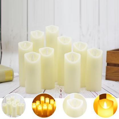 Φ5.3cm LED Flameless Wax Candles (9 PCS SET) - Battery Operated Electric LED Pillar Candles with Remote Control Cycling 24 Hours Timer - Real Wax, 3D Wick, Realistic Flickering, Vivid Christmas/Festival/Party Decorative Candle Sets