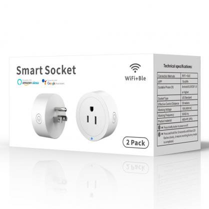 US Wifi & Bluetooth Smart Plug,Smart Home Outlet Compatible with Alexa Google Assistant for Voice Control, Remote Control, Timer, Mini Smart Outlet WiFi Socket, No Hub Required