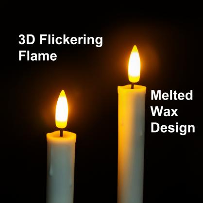 LED Flameless Taper Candles with USB Cable (6PCS Pack), 50+ Hours Lasting, Flameless Candlesticks for Festivals & Home Decoration, Rechargeable Batteries or AAA Batteries Operated Version For Your Options