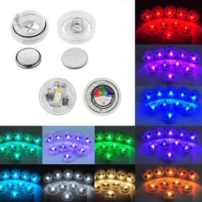 Submersible Led Lights with Remote (10PCS SET, Premium CR2045 Batteries, Super Long Lasting), Small Underwater Tea Lights Candles Waterproof RGB Multi-color Mini Flameless Accent Lights Battery Operated Vase Pool Pond Lantern Decoration Lighting (10pcs)