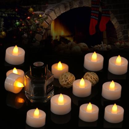Φ3.6cm * H3.5cm LED Tea Light Candles (25PCS Pack) - Operated By CR2032 Button Battery (Battery is Included) - Lighting up to 70 hours