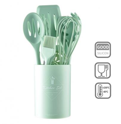 Kitchen Utensils Set-12 Pieces Silicone Cooking Utensils Set (Dishwasher Safe) 392°F Heat Resistant Spatula Set,Kitchen Utensil Set for Nonstick Cookware,Best Kitchen Tools with Holder(BPA Free)