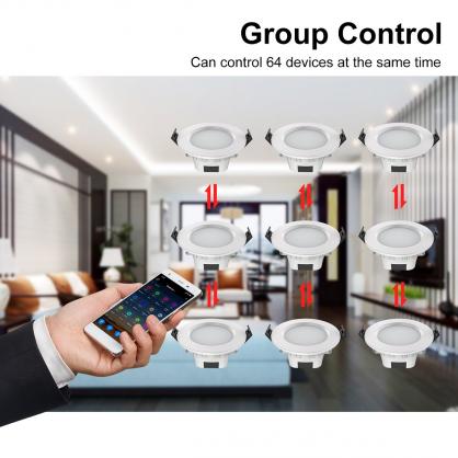 9W LED Smart Downlight, Voice Control, Music Sync, Group Control by Bluetooth-Mesh Technology, RGB+CCT ( selectable RGB & Correlated Color Temperature from 2700K to 6500K can reach up to 16 million multi-colors