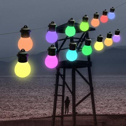 LED Smart Outdoor String Lights with 24-key remote controller, 26.25FT/8 Meters with 20 Dimmable RGBIC LED Bulbs, 5V/10W USB Powered,Indoor/Outside String Lights, IP65 Waterproof, Decor Patio Garden Camping