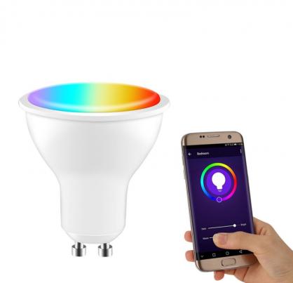 5W GU10 Smart LED Bulb (1PC Pack), multi-functional with RGB Color Changing, dimmable, Syncs with Music, Bluetooth or APP WIFI remote control or support Alexa, Google voice control