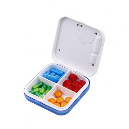 Digital Alarm Pill Box, 4 Large Compartment Pill Box, Large Capacity Medicine Organizer for Vitamins, Supplements, Electronic Pill Dispenser - Blocking Out The Sun and Sealing Design