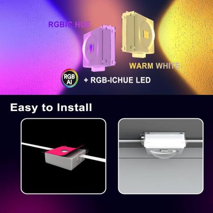 LED Permanent Eaves Light (IP68 Waterproof,Outdoor Use) with 24-key Remote Controller & Smart APP Bluetooth & WIFI Control,RGBIC 16 Million Optional Colors,Voice Control, Adjustable Brightness, Music Sync,DIY Scenes