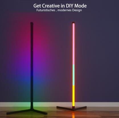 LED Corner Floor Lamp, RGB LED Corner Lamp with Music Sync, Smart App and Remote Control Color Changing Ambience Light with 16 Million Colors for Bedroom, Living Room Gaming Room