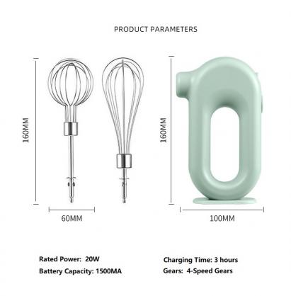 USB Rechargable Handheld Egg Beate,MINI Household Cordless Electric Hand Mixer with 2 Detachable Stir Whisks 4 Speed Modes,Baking At Home for Kitchen,Lightweight Portable