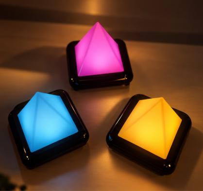 LED Pyramid Mood Light - Battery Operated/Powered (Not Included In Package) - 9 Lighting Models of Glow Morphing/Color Changing or Solid Colors
