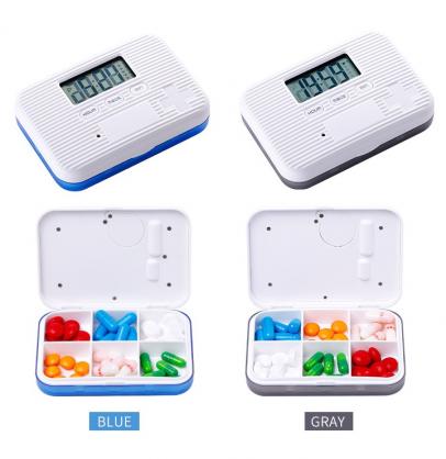 Electronic Pill Box (6 grids) with timer - Digital Tablet Organizer with Alarm Setting, Smart Pill Taking Reminder