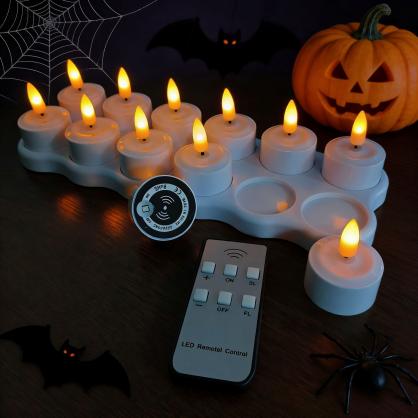 Inductive Rechargeable LED Tea Lights with Remote Control Function (12PCS Set), 50+ Hours Long Lasting, Flameless Rechargeable Candle Lights, Flickering Like a Real Candles