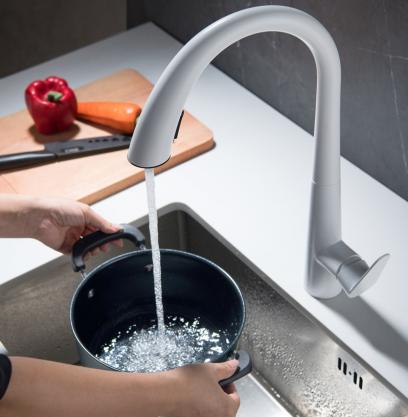 H43.5cm Kitchen Sink Faucets with Pull Down Sprayer (SUS304 Stainless Steel,3 Water Outlet Modes), Single Handle High Arc Pull Down Kitchen Faucet