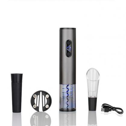Electric Wine Opener Rechargeable, USB Wine Bottle Opener 4-in-1 Gift Set , Cordless Automatic Corkscrew Includes Foil Cutter, Vacuum Stoppers, Wine Aerator Pourer For Wine Lovers
