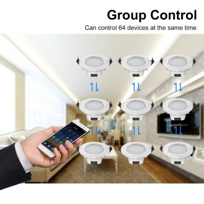 5W LED Smart Downlight, Voice Control, Music Sync, Group Control by Bluetooth-Mesh Technology, RGB+CCT ( selectable RGB & Correlated Color Temperature from 2700K to 6500K can reach up to 16 million multi-colors