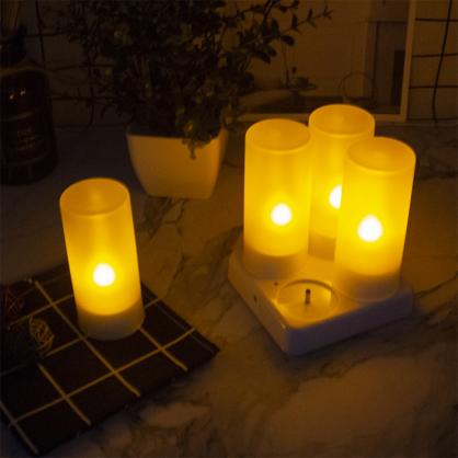 Remote Control Rechargeable LED Candle Tea Lights (Set of 4) - Flameless LED Candles - Vivid Flickering Like Real Candles,Battery Operated/Powered Candles,No Wax No Mess, No Fire Risk