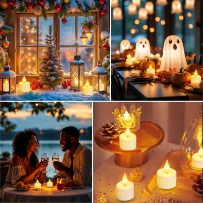 12PCS Rechargeable LED Tea Lights, 3D Realistic Flickering Flameless Candles with Charging Base, Remote Control & Timer Function, Battery Powered Votive Candles for Party, Wedding & Holiday Decoration