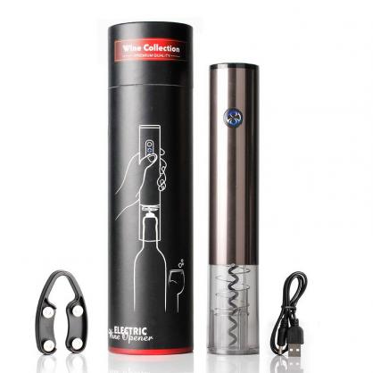 Electric Wine Bottle Opener Set (3-in-1) - Automatic Corkscrew Rechargeable Touch-Sensor Wine Bottle Opener Set with Foil Cutter Vacuum Stopper and Wine Aerator Pourer for Wine Lover