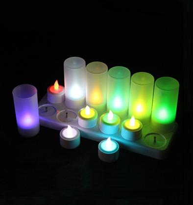 Remote Control Rechargeable LED Candle Tea Lights (Set of 12) - RGB Rainbow Color Changing, Flameless LED Candle Lights - Vivid Flickering Like Real Candles,Battery Operated/Powered Cand