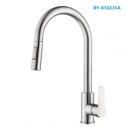 H42cm Kitchen Sink Faucets with Pull Down Sprayer (SUS304 Stainless Steel,3 Water Outlet Modes), Single Handle High Arc Pull Down Kitchen Faucet
