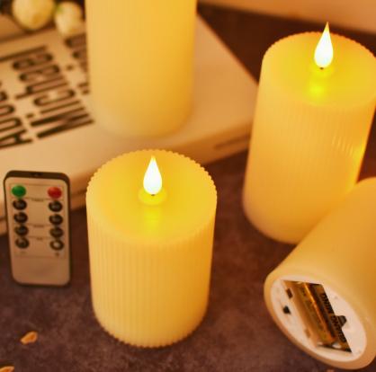 Φ7.5cm LED Flameless Wax Candles (3PCS SET) - Battery Operated Electric LED Pillar Candles with Remote Control Cycling 24 Hours Timer - Real Wax, 3D Wick, Realistic Flickering, Vivid Christmas/Festival/Party Decorative Candle Sets