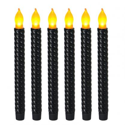 Φ2.2cm * H25cm Battery Operated LED Taper Candles Lights (6PCS Pack), Operated by 3 x AA Batteries (Not Included), Lighting up to 150 hours, Flameless Candlesticks with Flickering Flame
