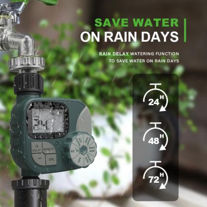 Garden hose watering timer, outlet hose sprinkler timer, programmable hose timer with digital irrigation timer system, battery powered, used for outdoor courtyard, lawn and garden watering