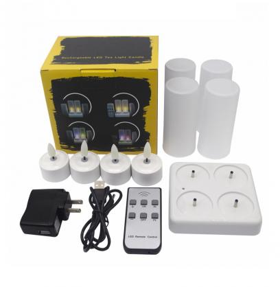 Remote Control Rechargeable LED Candle Tea Lights (Set of 4) - Flameless LED Candles - Vivid Flickering Like Real Candles,Battery Operated/Powered Candles,No Wax No Mess, No Fire Risk