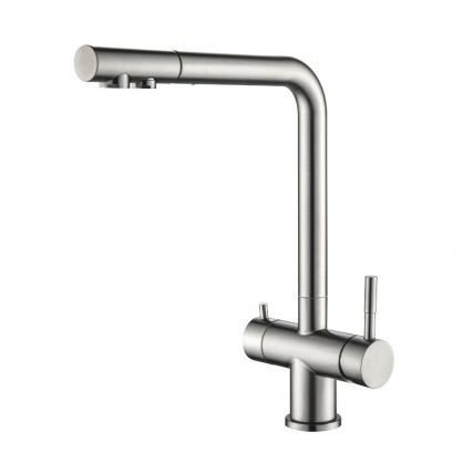 H35cm Kitchen Sink Faucets with Pull Down Sprayer (SUS304 Stainless Steel,3 Water Outlet Modes), Single Handle High Arc Pull Down Kitchen Faucet