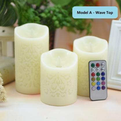 Φ8.0cm LED Flameless RGB Color Changing Candles (3PCS SET) - Battery Operated Electric LED Pillar Candles with Remote Control 4H/8H Setting & Cycling 24 Hours Timer -3D Wick, Realistic Flickering, Vivid Christmas/Festival/Party Decorative Candle Sets