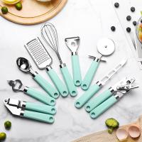 9-Piece Stainless Steel Kitchen Utensil Set, Lightweight Plastic Holder Handles, Non-Stick Cookware Gadgets and Tools Kit, Dishwasher Safe, Kitchenware for Cooking and Baking