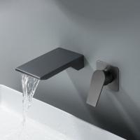 SUS304 Stainless Steel Wall Mounted Bathtub/Washbasin Faucet with waterfall effect wide water outlet, Single Handle for Hot and Cold Water Adjustment SUS304 Stainless Steel Wall Mounted Bathtub/Washbasin Faucet with waterfall effect wide water outlet, Single Handle for Hot and Cold Water Adjustment
