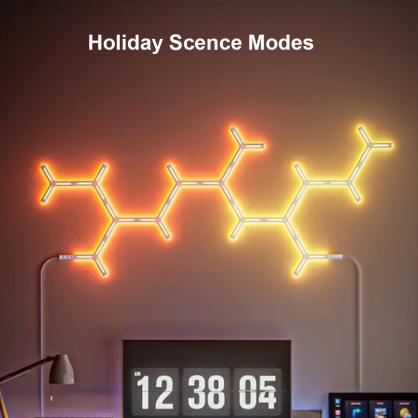 Glide Y-Shaped RGBIC LED Wall Lights (7PCS Pack), Smart Wi-Fi Gaming Lights with Music Sync, DIY and Timer Function, LED Lights for Gaming Room, Smart Mood Light Wall-Mounted