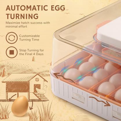 56-Egg Automatic Incubator with Auto Egg Turner, Temperature & Humidity Control, LED Egg Candler, Hatch Day Timer, for Chicken, Duck, Goose, Quail & Parrot Eggs