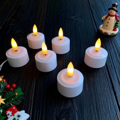 Remote Control Rechargeable LED Candle Lights (Set of 12), 30+ Lasting Hours, Flameless LED Tea Lights - Flickering Amber,Battery Operated/Powered Candles,No Wax No Mess, No Fire Risk, Windproof, Portable