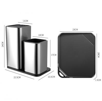 Stainless Steel Universal Knife Block Holder,Stainless Steel Knife Holder,Modern Utensil Holder for Countertop,with 14 slots and drain design,for Kitchen Counter,Edge Protecting Knife Storag