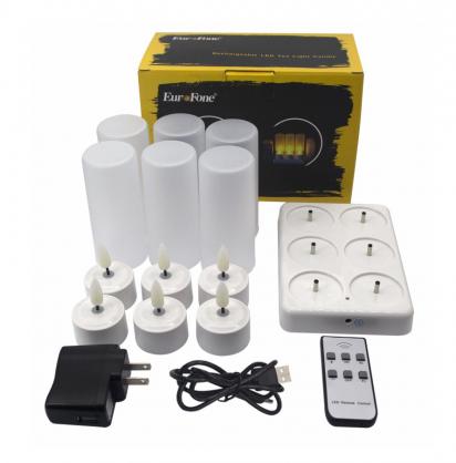 Remote Control Rechargeable LED Candle Tea Lights (Set of 6) - Flameless LED Candles - Vivid Flickering like real candles,Battery Operated/Powered Candles,No Wax No Mess, No Fire Risk