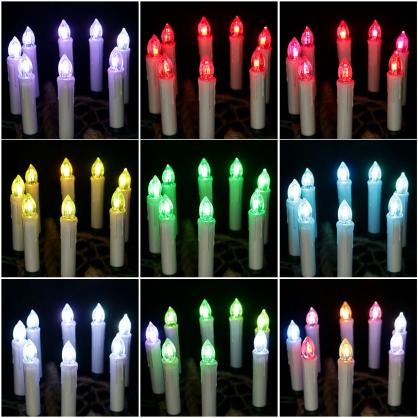 LED Flameless Taper Candles with Remote Control and Removable Clips,Flickering 4 Inches Birthday Candles,Set of 10 Warm White Candle for Christmas, Chandelier, Mini Wedding Taper Candles