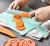 Index Cutting Boards for Kitchen, Plastic Cutting Board Set of 4 with Storage Stand, Colorful Chopping Board Set with Easy Grip Handles & Index Food Icons,Cutting Mat for Meat Veggies Fruits (Colorful)