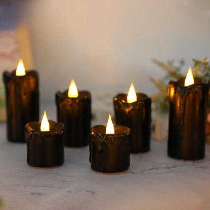 Φ5.0cm Battery Operated Electronic LED WAX Tealight Candle Set (6 Pack)