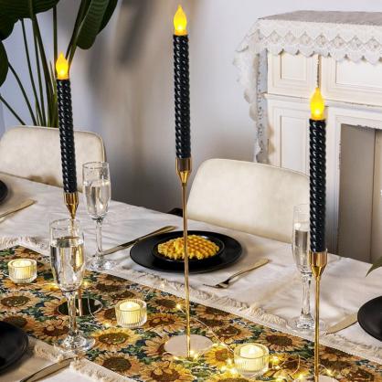 Φ2.2cm * H25cm Battery Operated LED Taper Candles Lights (6PCS Pack), Operated by 3 x AA Batteries (Not Included), Lighting up to 150 hours, Flameless Candlesticks with Flickering Flame
