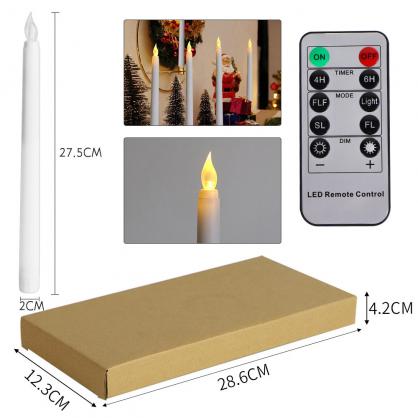 Φ2.0cm * H27.5cm LED Taper Candles Lights With Remote Control & Timer Function (10PCS Pack), Operated by 3 x AA Batteries (Not Included), Lighting up to 150 hours, Flameless Candlesticks with Flickeri