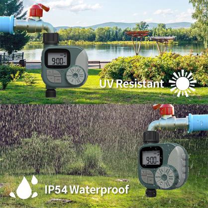 Garden hose watering timer, outlet hose sprinkler timer, programmable hose timer with digital irrigation timer system, battery powered, used for outdoor courtyard, lawn and garden watering