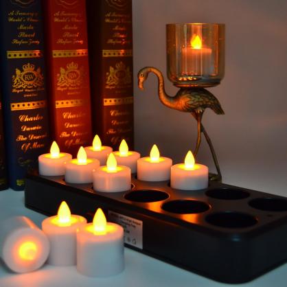 Inductive Rechargeable LED Tealight Candles (12PCS Set) - Flameless Electronic Candle Lights with 8-keys Timer Remote Controller