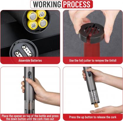 2-in-1 Battery Operated Electric Wine Opener Set - Practical and Easy to Use Corkscrew Wine Opener - Durable Aluminum Alloy Electric Wine Bottle Opener with Built-In LED Lights