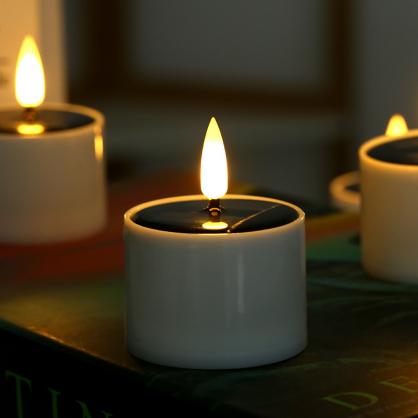 Solar Powered Rechargeable Tea Lights (6PCS SET) , Outdoor Candle Flameless Flicker IP65 Waterproof Rechargeable LED Candles with Dusk to Dawn Sensor for Lantern Garden Camping Party Home Decorations